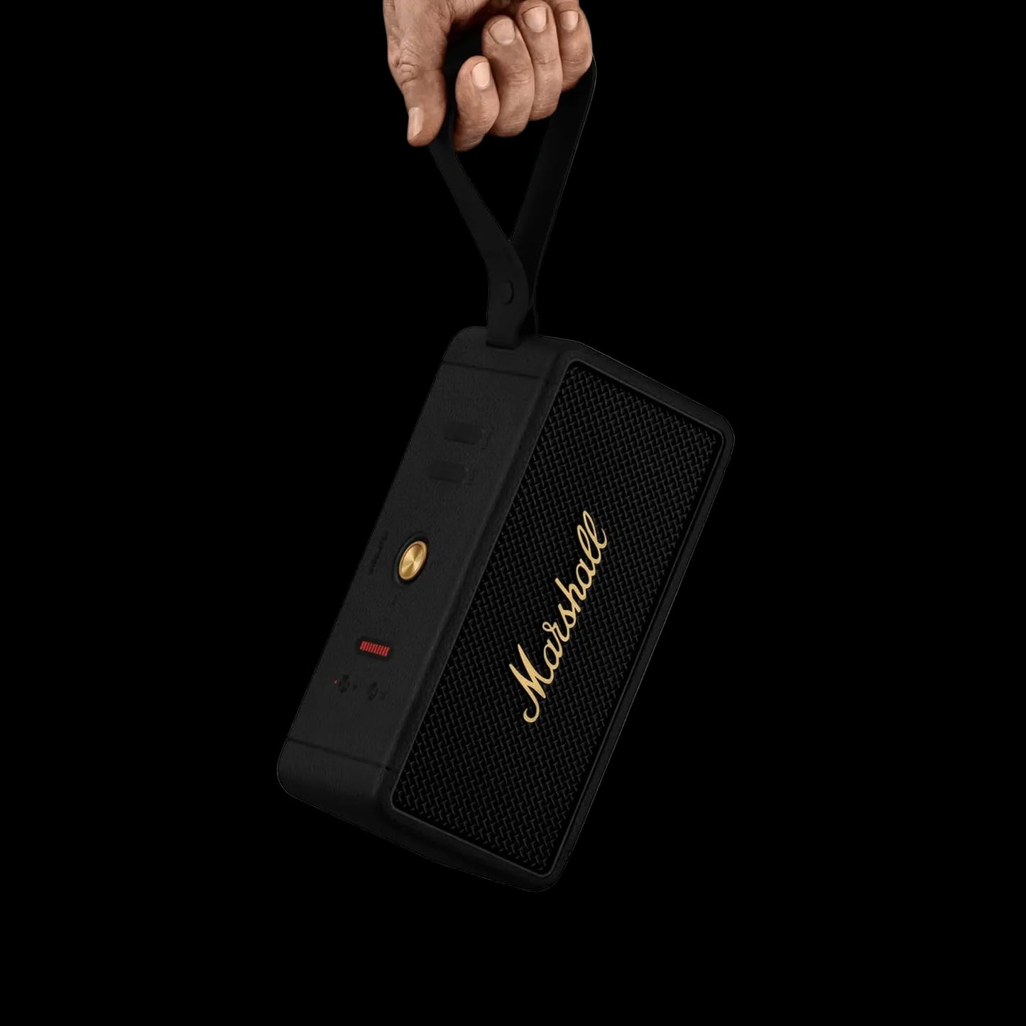 Marshall Middleton Portable Bluetooth Speaker with 20+ Hours of Portable Playtime, 360° Sound - Black & Brass.