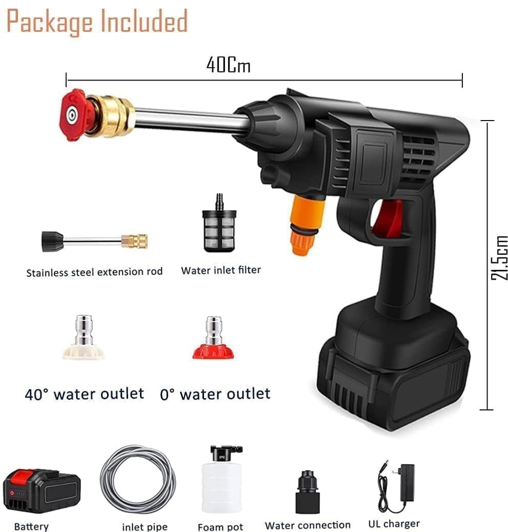 48V Cordless High Pressure Washer Gun – Portable 12000mAh Wireless Power Cleaner with Adjustable Nozzle, 5M Hose, Double Battery – Ideal for Car, Bike, Home & Outdoor Cleaning