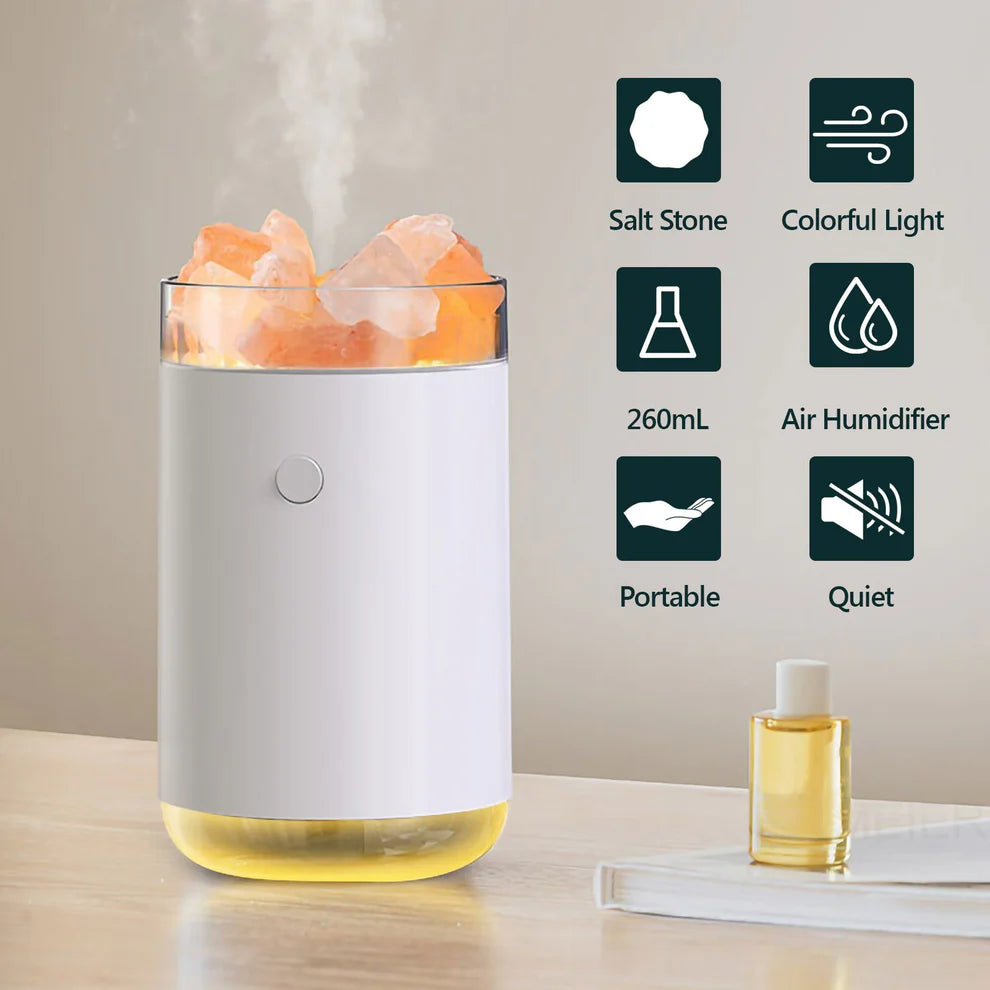 Crystal Salt Stone Humidifier – Natural Air Purifier & Healing Himalayan Salt Lamp