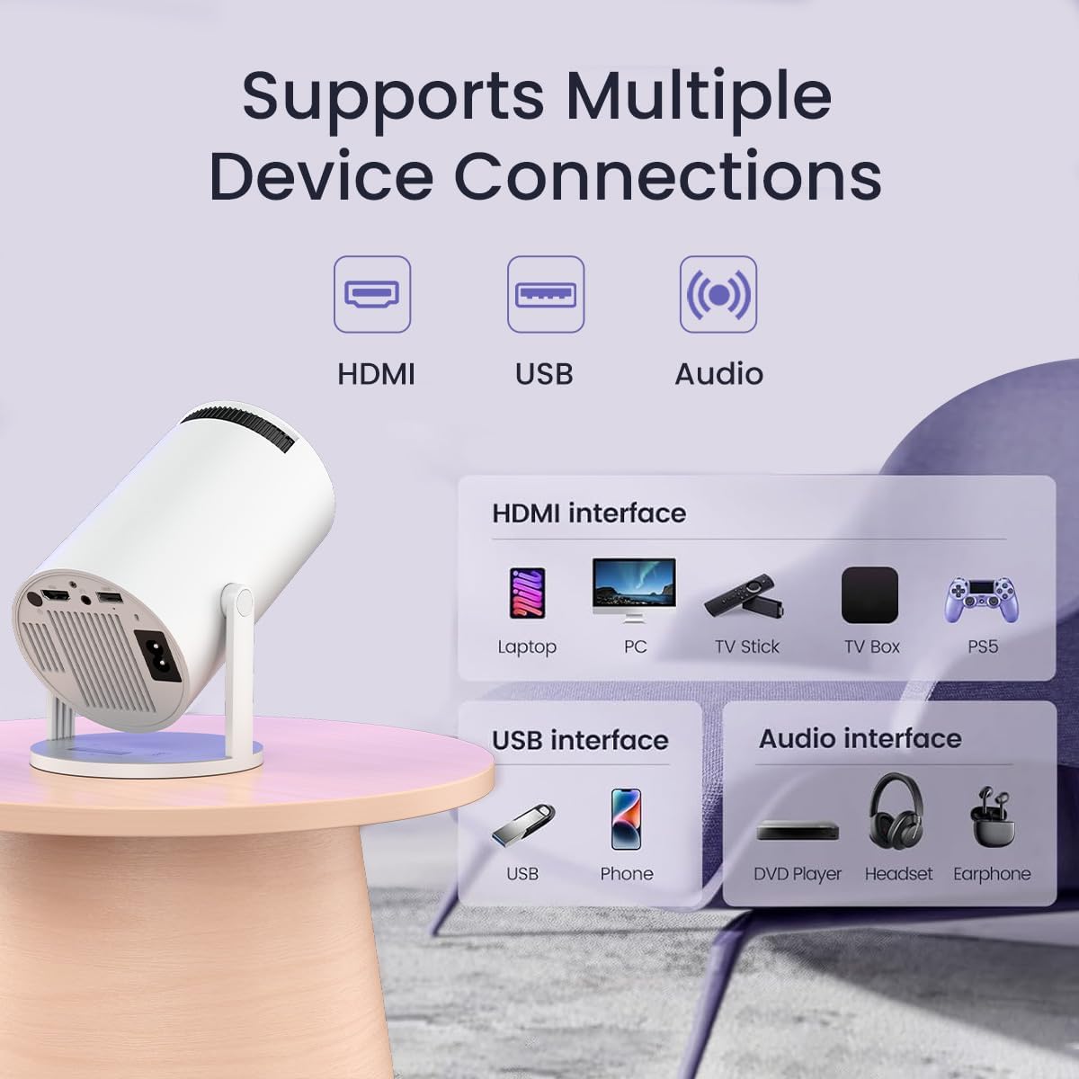 Home 4K & 270° Rotatable Projector